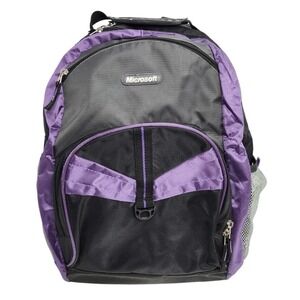 Microsoft‎ Backpack Laptop Bag Zipper Pockets Purple Black